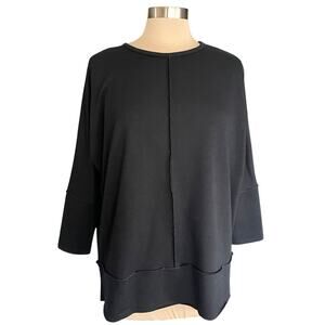 Spanx Perfect Length Black Dolman Sleeve Relaxed Fit Sweatshirt MED Athleisure